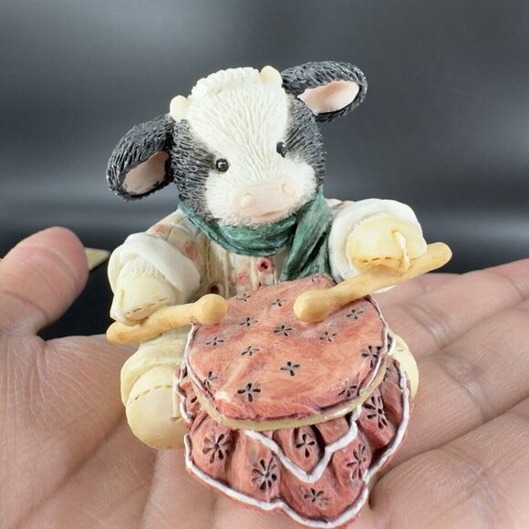 Marys Moo Moos Resin Figurine Enesco 1994 Little Drumherd Boy Whimsical Figure - Picture 8 of 14
